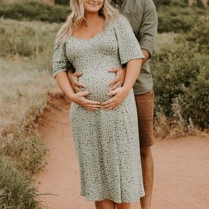 Green Floral Maxi Maternity Dress H&M